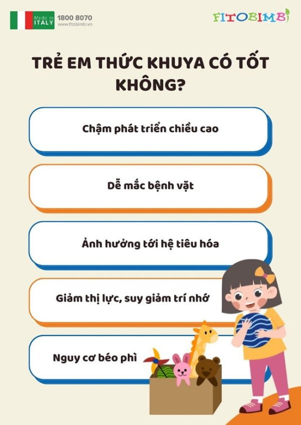 Trẻ em thức khuya có tốt không Đi ngủ mấy giờ con thông minh