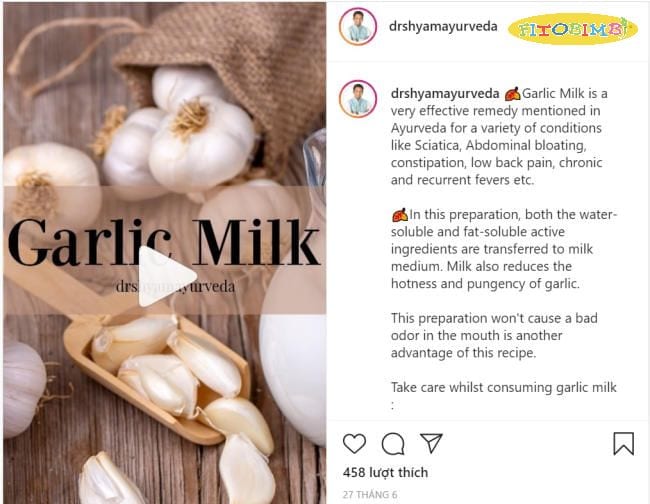 Bài viết của Tiến sĩ Shyam VL về sữa tỏi