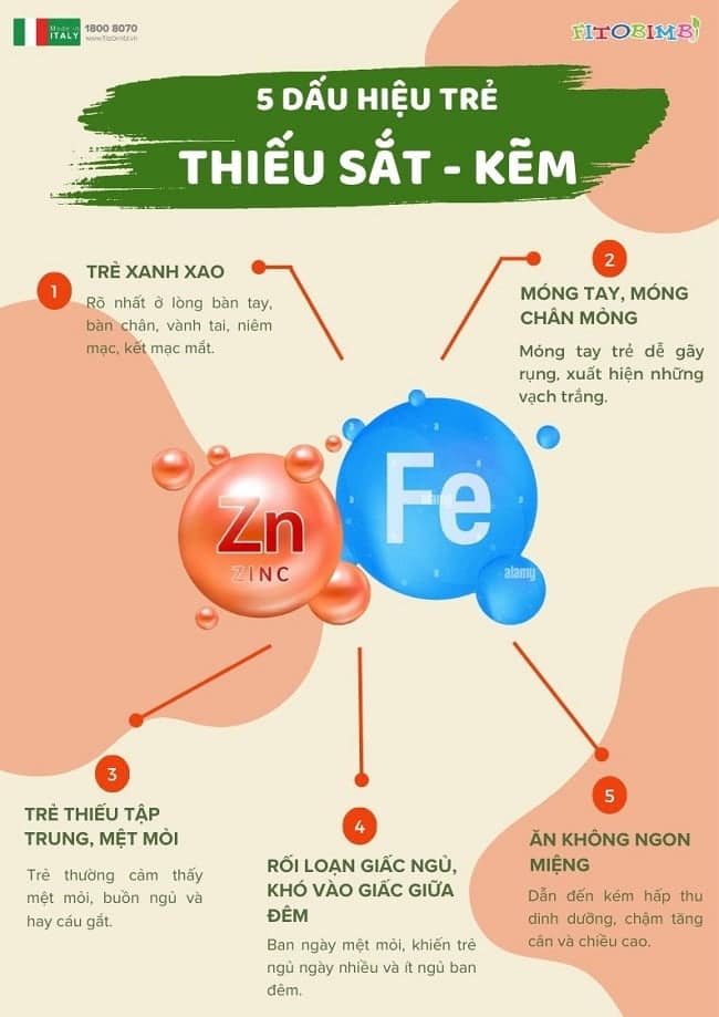 5 dau hieu tre thieu sat kem