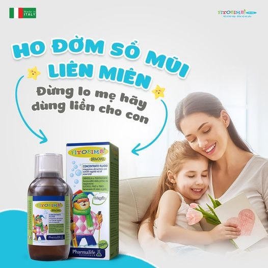 Siro trị sổ mũi, nghẹt mũi, ho Fitobimbi Broncamil