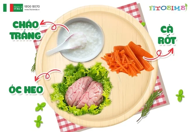 Cháo óc heo củ cà rốt cho tới bé