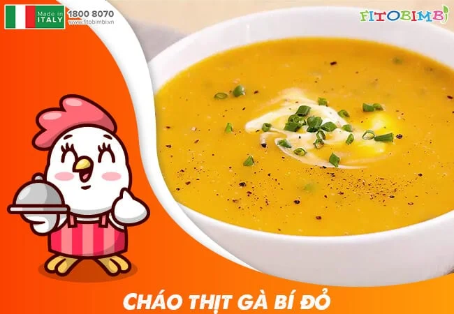 Cháo gà nấu với bí đỏ dễ làm lại còn thơm ngon