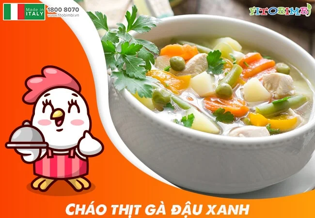 Cháo gà cho bé nấu cùng đậu xanh dễ làm