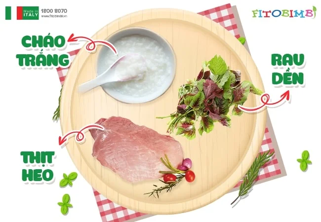 Cháo thịt heo rau dền cho bé