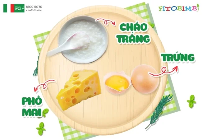 Cháo trứng gà phô mai cho bé