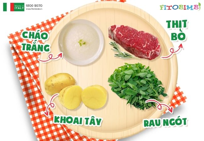 Cháo thịt bò khoai tây rau ngót