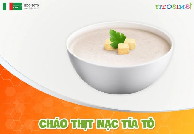 Cháo thịt nạc tía tô rất tốt cho bé bị sốt