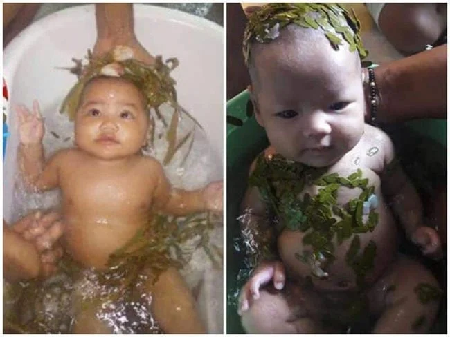 Tắm cho bé bằng lá khế