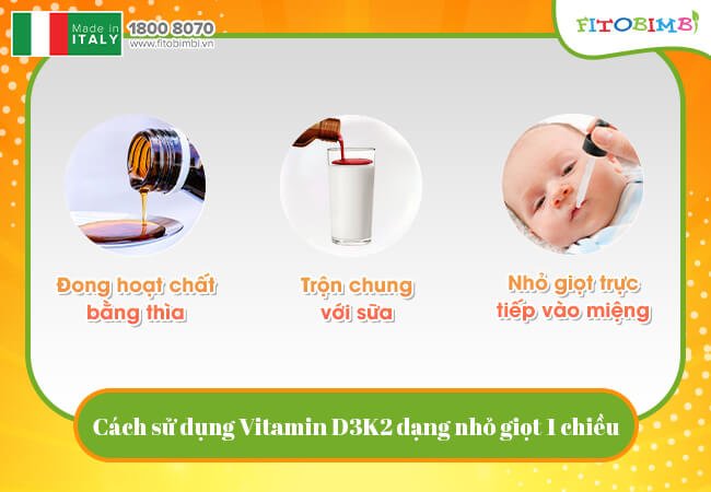 Nhỏ giọt trực tiếp D3 K2 cho bé