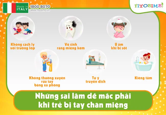 Những sai lầm khi chăm sóc trẻ bị tay chân miệng