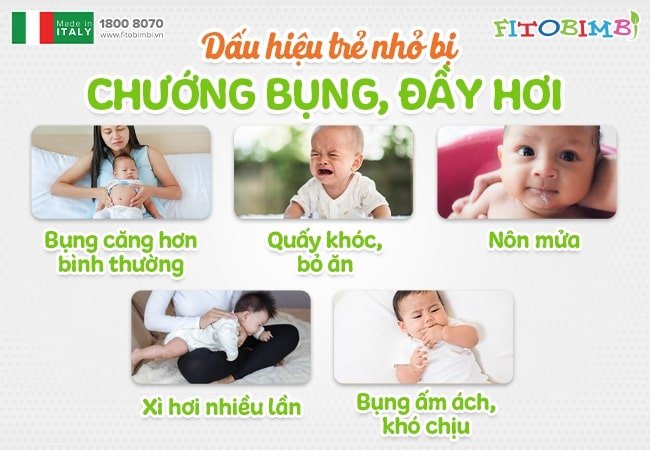 Dấu hiệu chướng bụng, đầy hơi ở bé