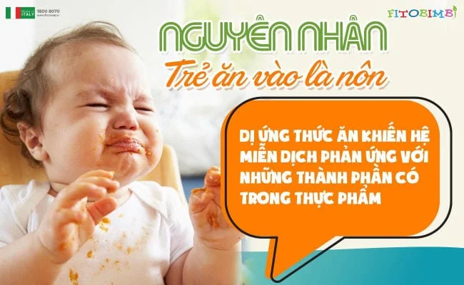 Dị ứng thức ăn có thể khiến trẻ bị nôn