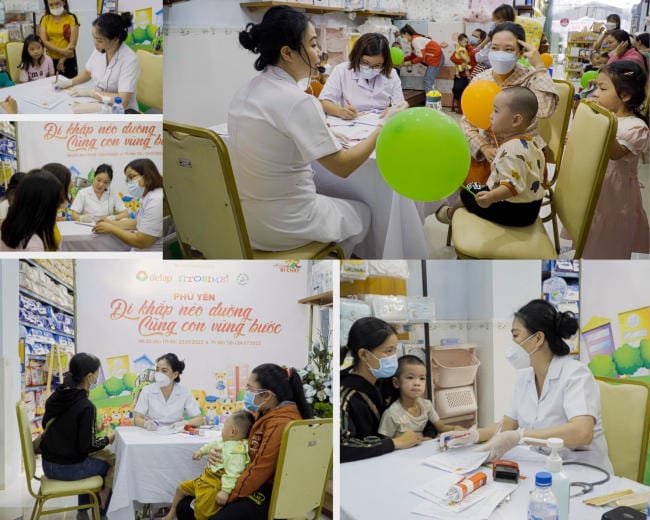 Mỗi bé đến với chương trình được bác sĩ dinh dưỡng kiểm tra sức khoẻ kỹ lưỡng