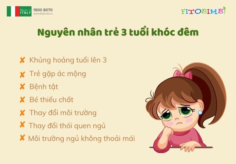 Một số nguyên nhân khiến bé 3 tuổi khóc đêm