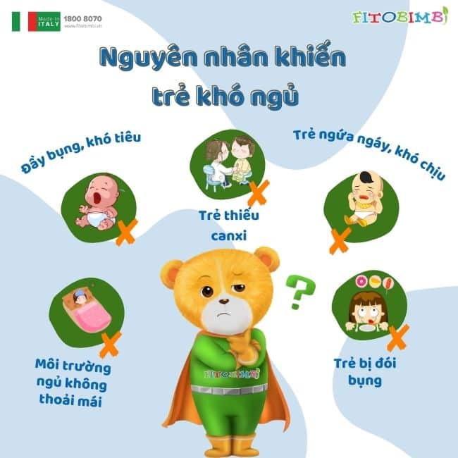 Trẻ khó ngủ do nhiều nguyên nhân