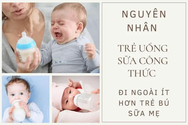 Nguyên nhân bé uống sữa công thức đi ngoài ít hơn bú mẹ
